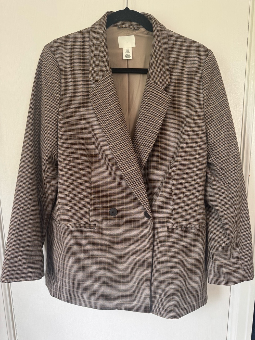 H&M Women's Plaid Double-Breasted Blazer
